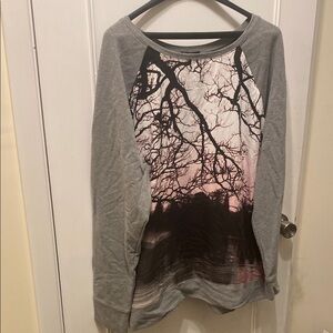 Gray and Pink Graphic Women's Top